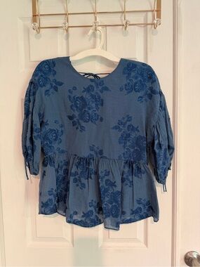 NWT Ted Baker Blue Puff sleeve top